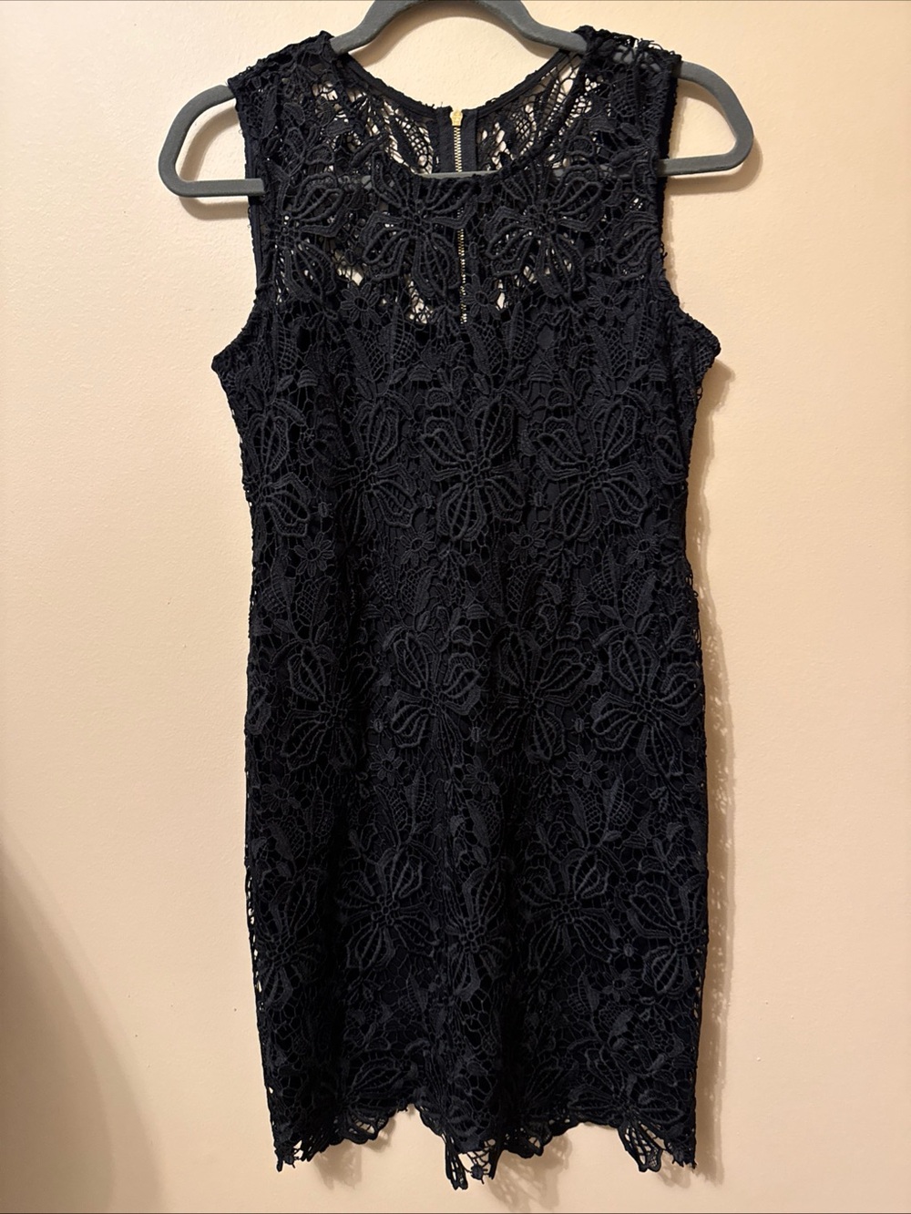 Calvin Klein Black Floral Lace Sleeveless Mini Dress